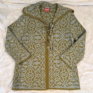 Olive and Blue Patterned Women's Sweater